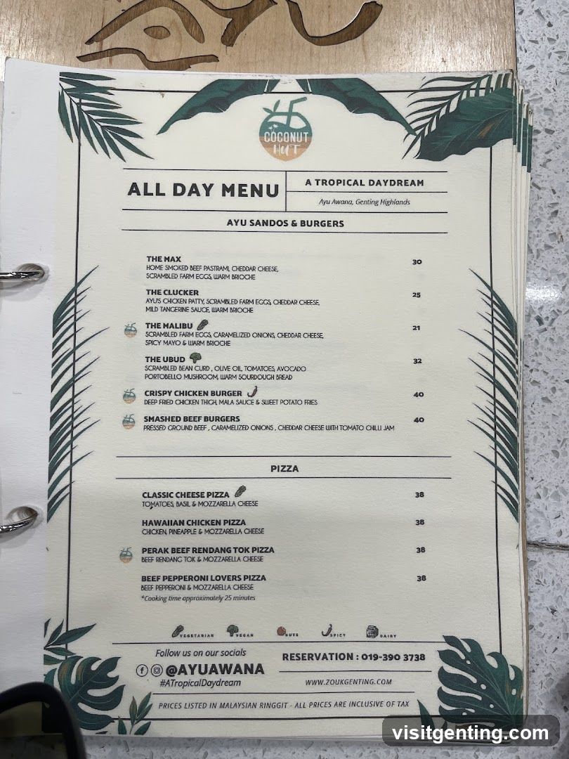 All Day Menu at Ayu Sandos & Burgers