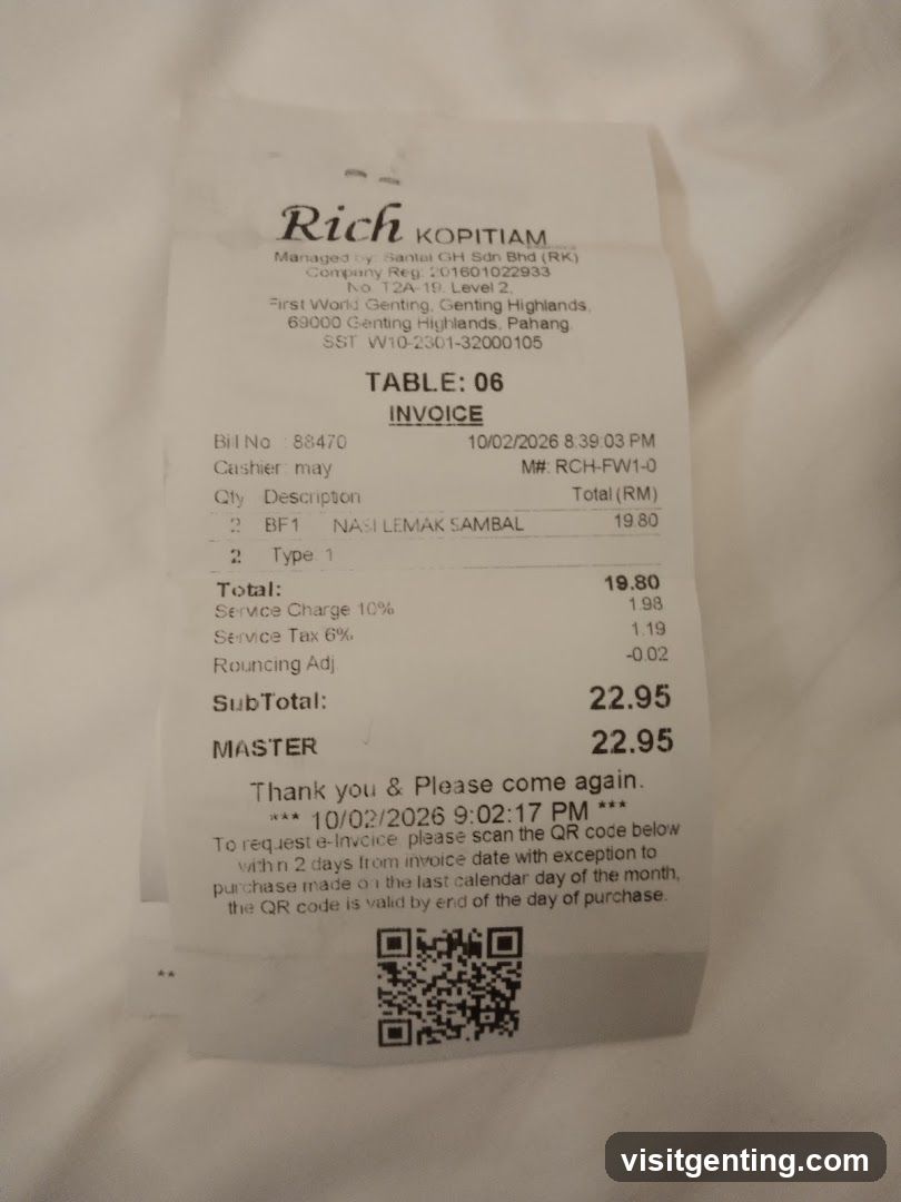 Rich Kopitiam Invoice