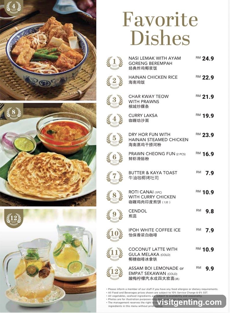 Favorite Dishes Menu