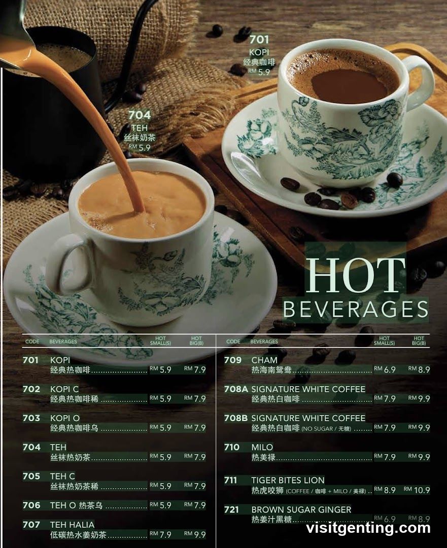 Hot Beverages Menu