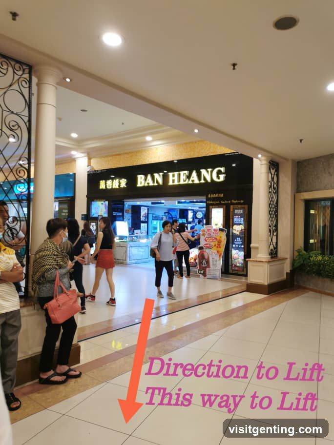 Shopping Mall Interior with Direction to Lift