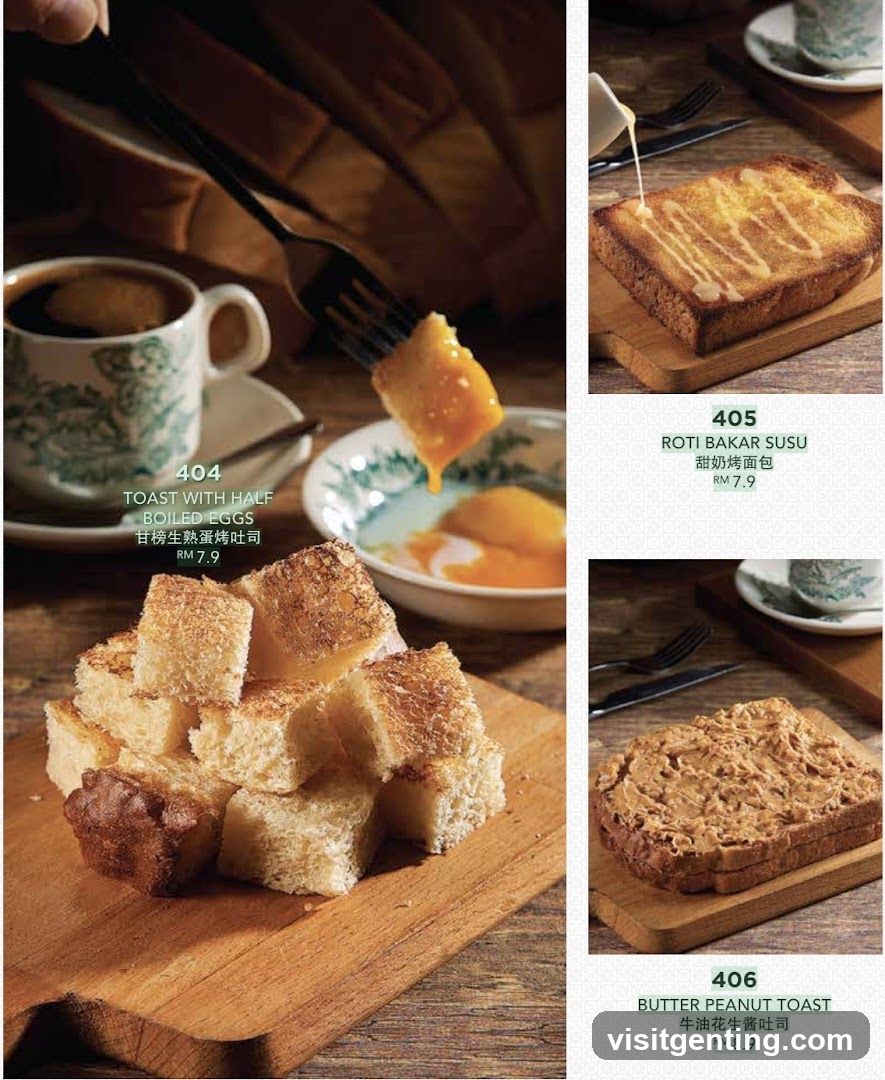 Toasted Bread Items Menu