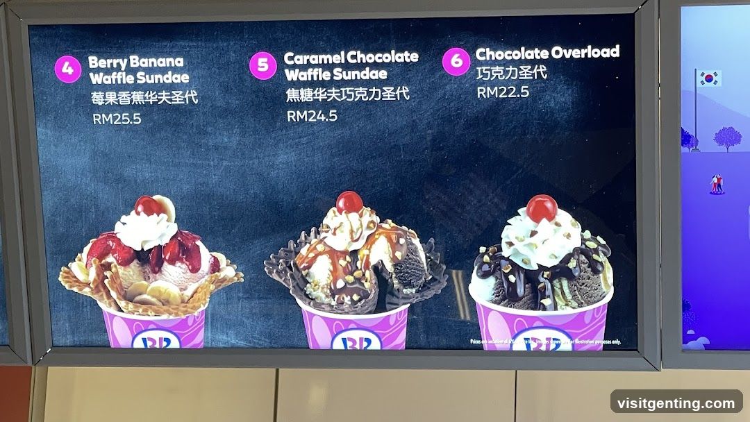 Baskin-Robbins Sundae Menu Display