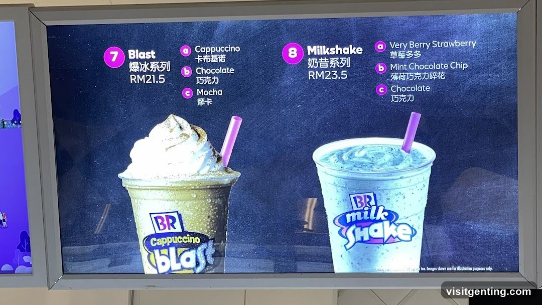 Burger King Blast and Milkshake Menu