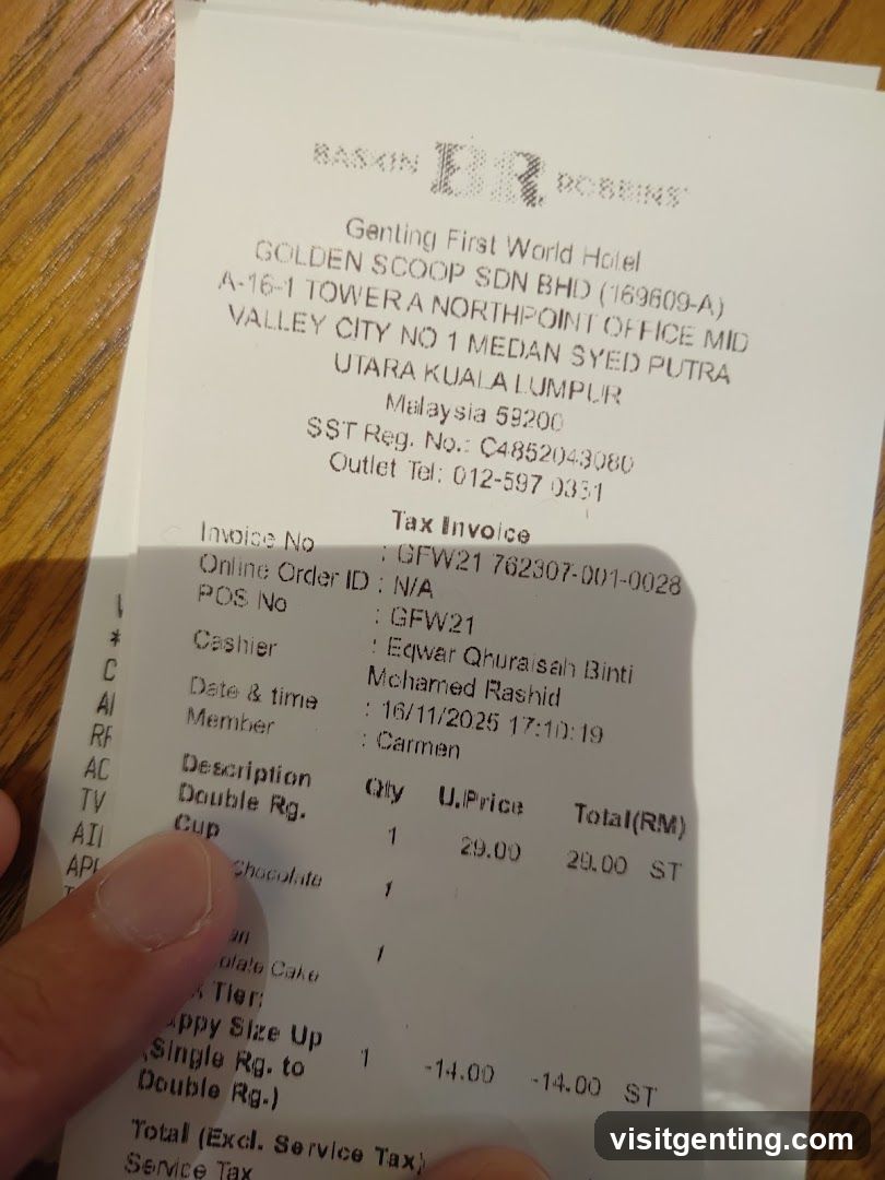 Receipt from Golden Scoop Sdn Bhd