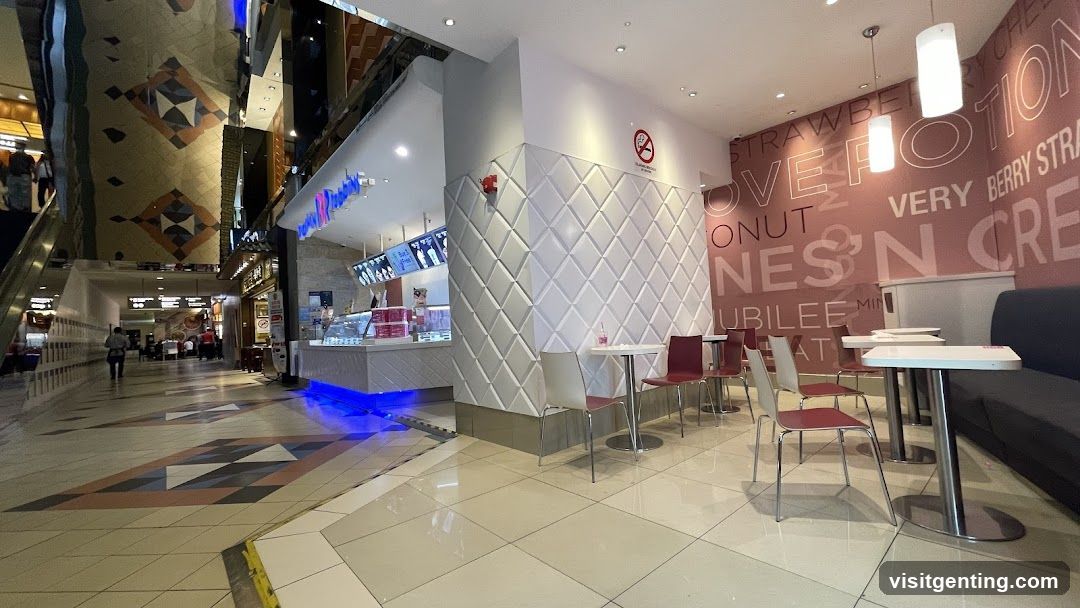 Interior of a shopping mall food court area