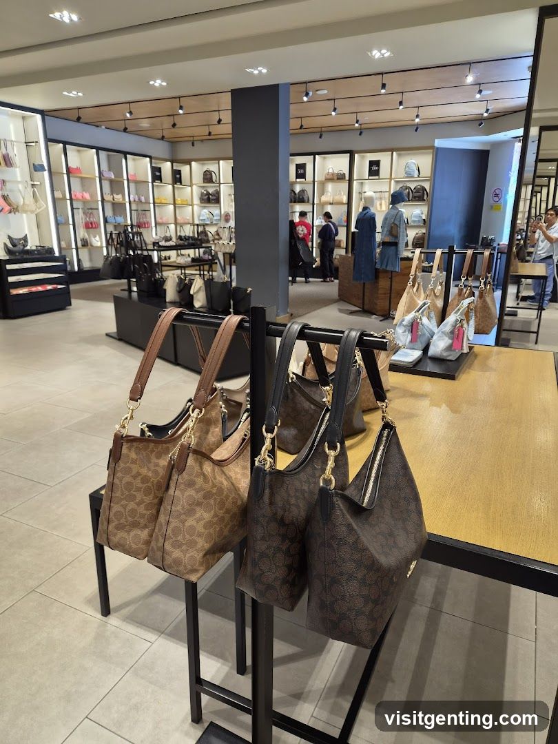 Interior of luxury handbag store