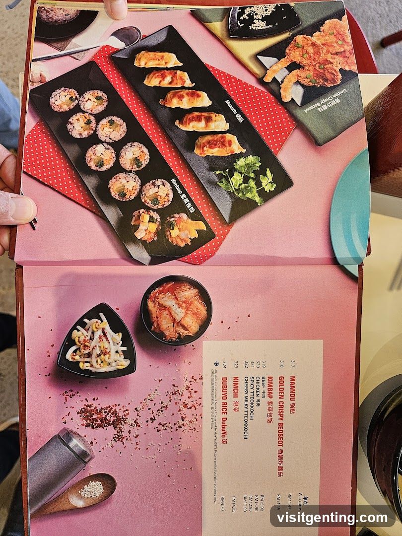 Korean Cuisine Menu Page