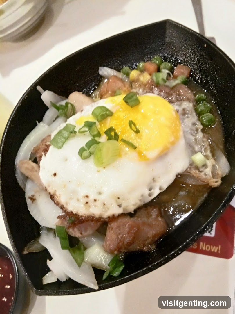Food dish in black skillet