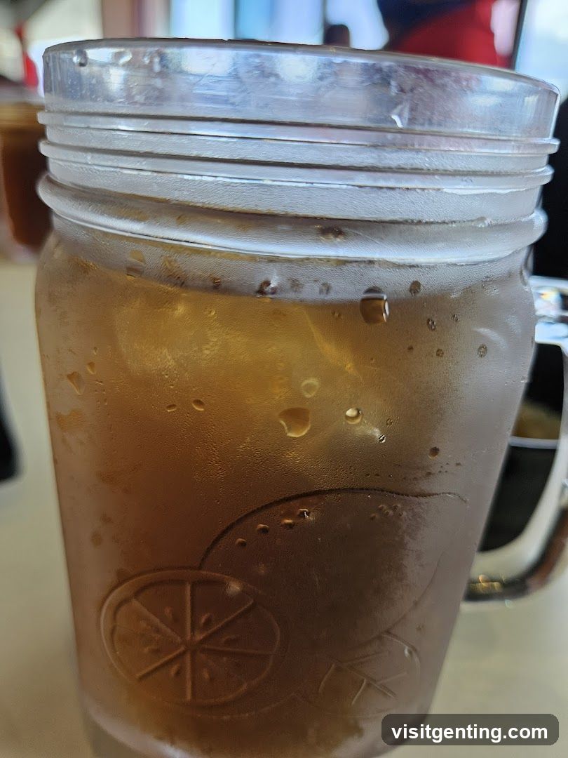Cold beverage in mason jar