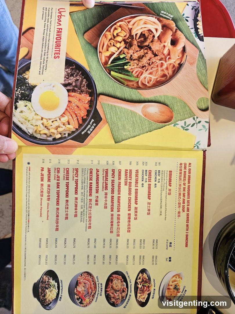Urban Favourites Menu
