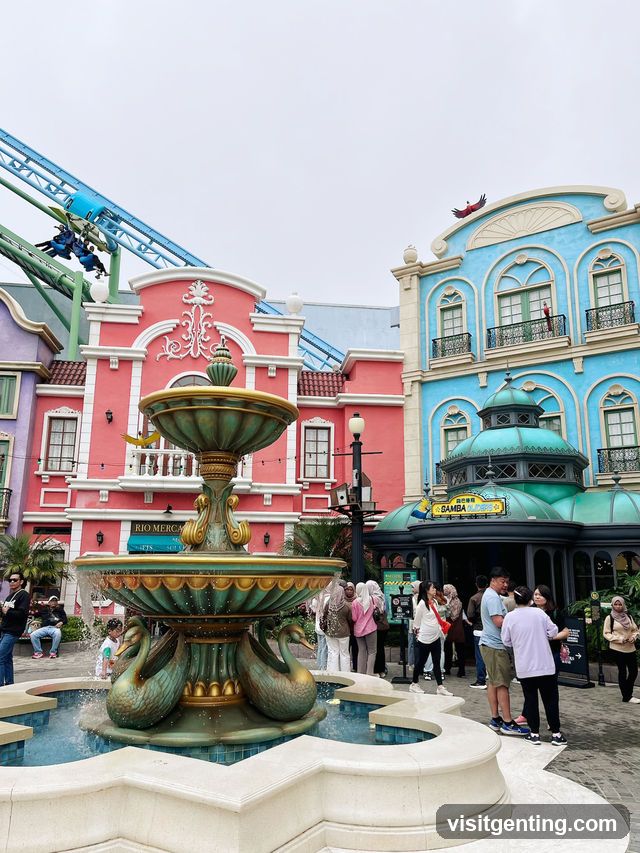 Fountain and Theme Park Entrance