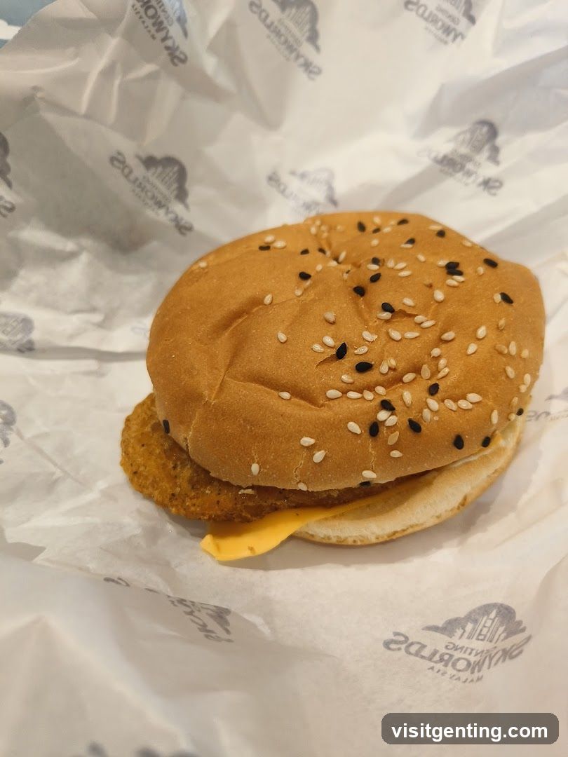 Burger on branded paper