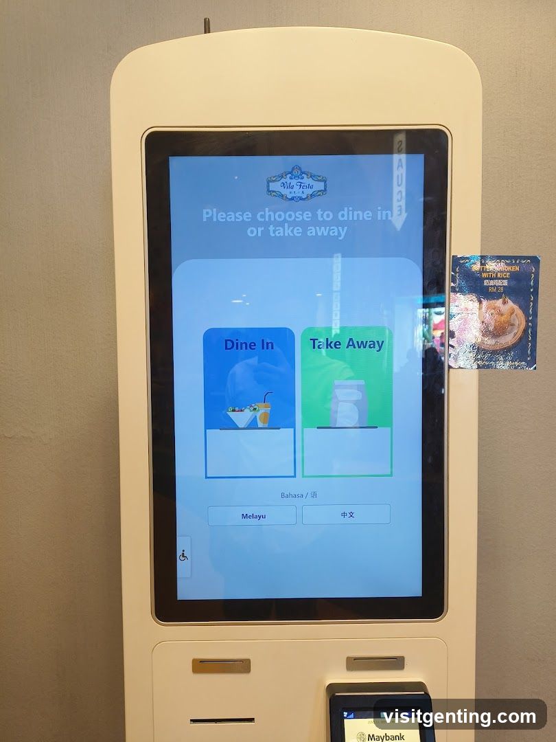Self-service kiosk at a restaurant