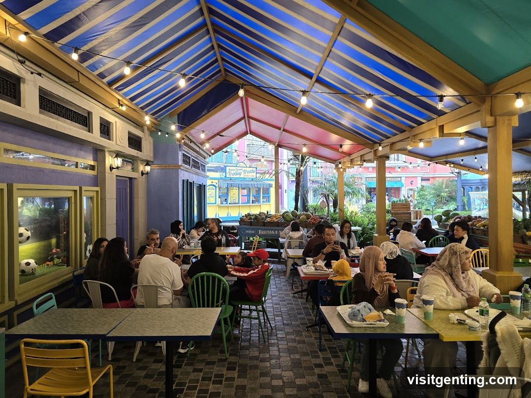 Restaurant Interior with Colorful Canopy