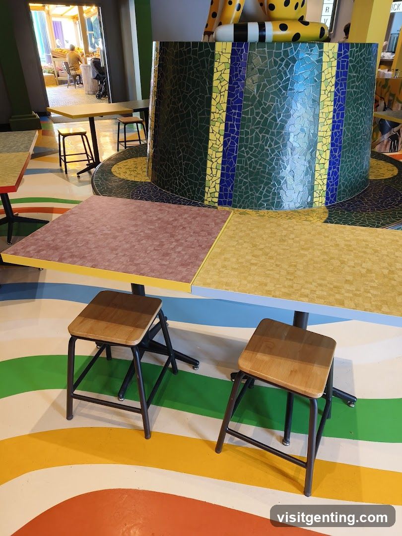 Interior of a colorful café or restaurant