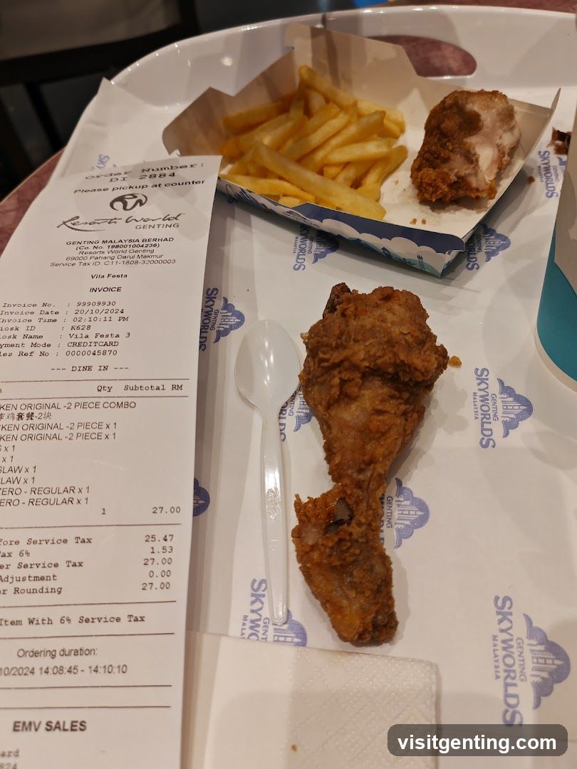 Food and Receipt at Resorts World Genting