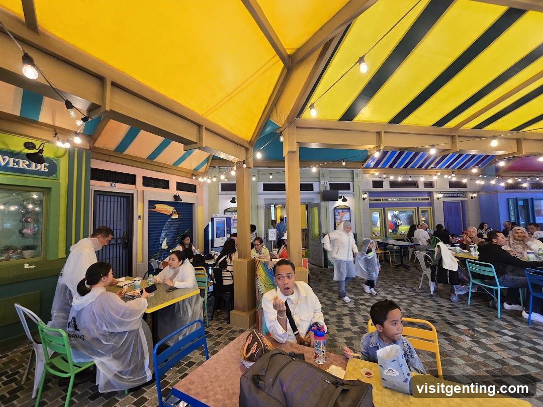 Indoor dining area with vibrant decor