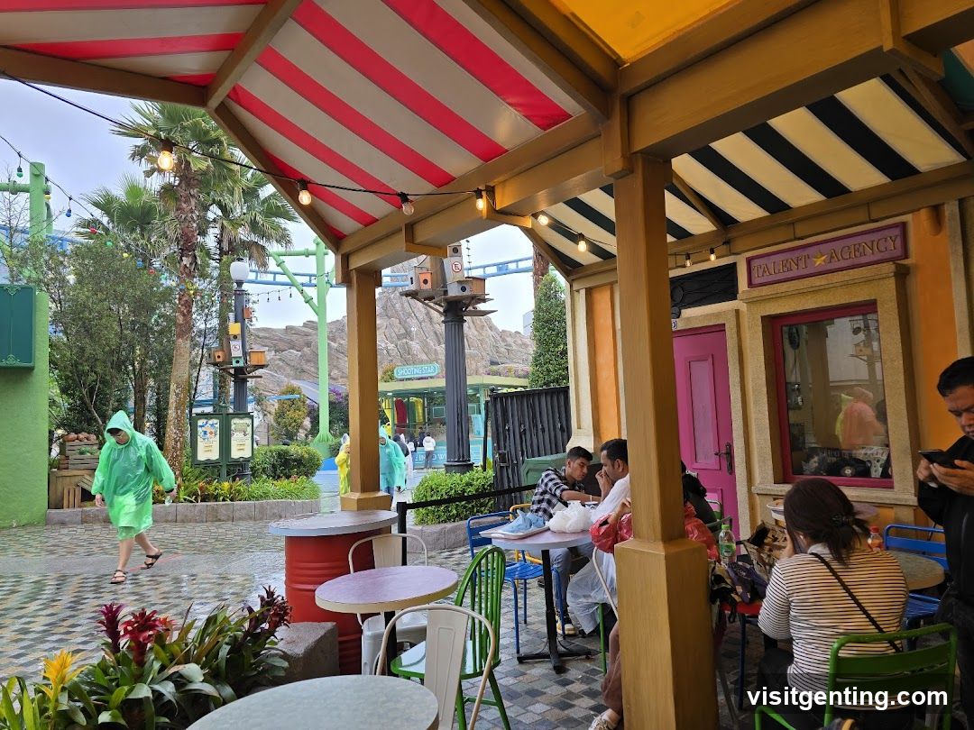 Outdoor café area at theme park