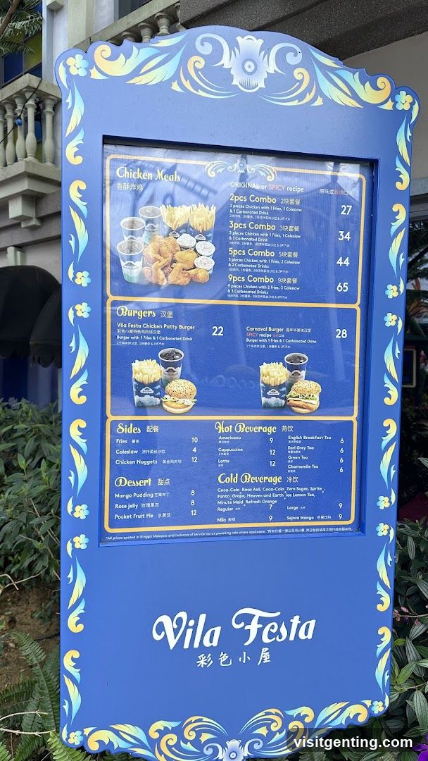 Vila Festa Menu Board