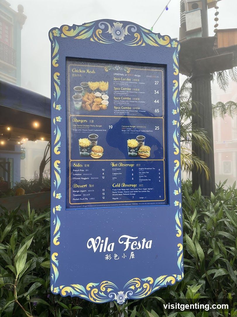 Vila Festa Menu Board