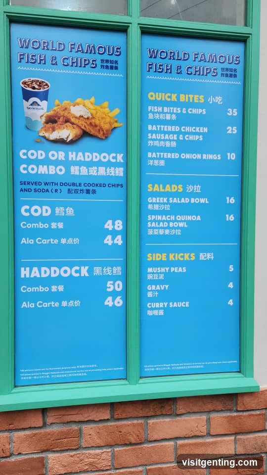 World Famous Fish & Chips Menu