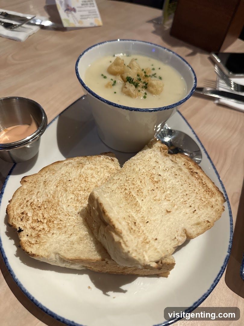 Dinner Plate with Soup and Toast