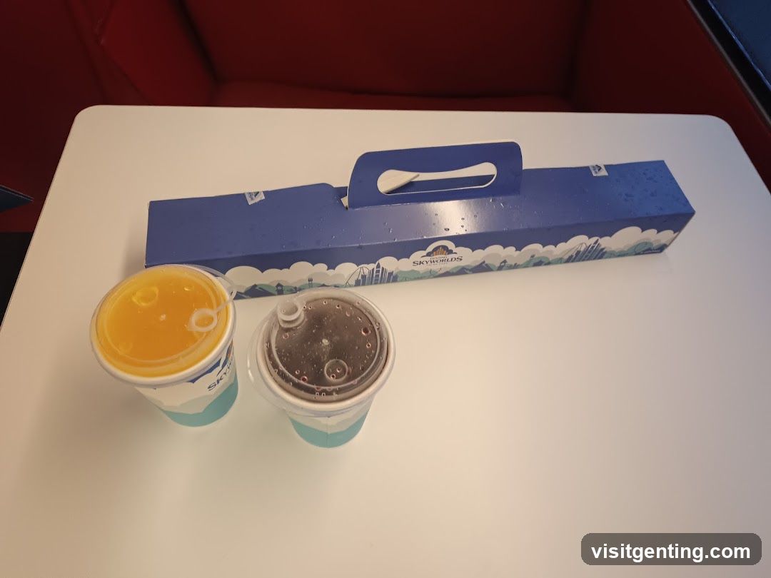 Table with beverages and box