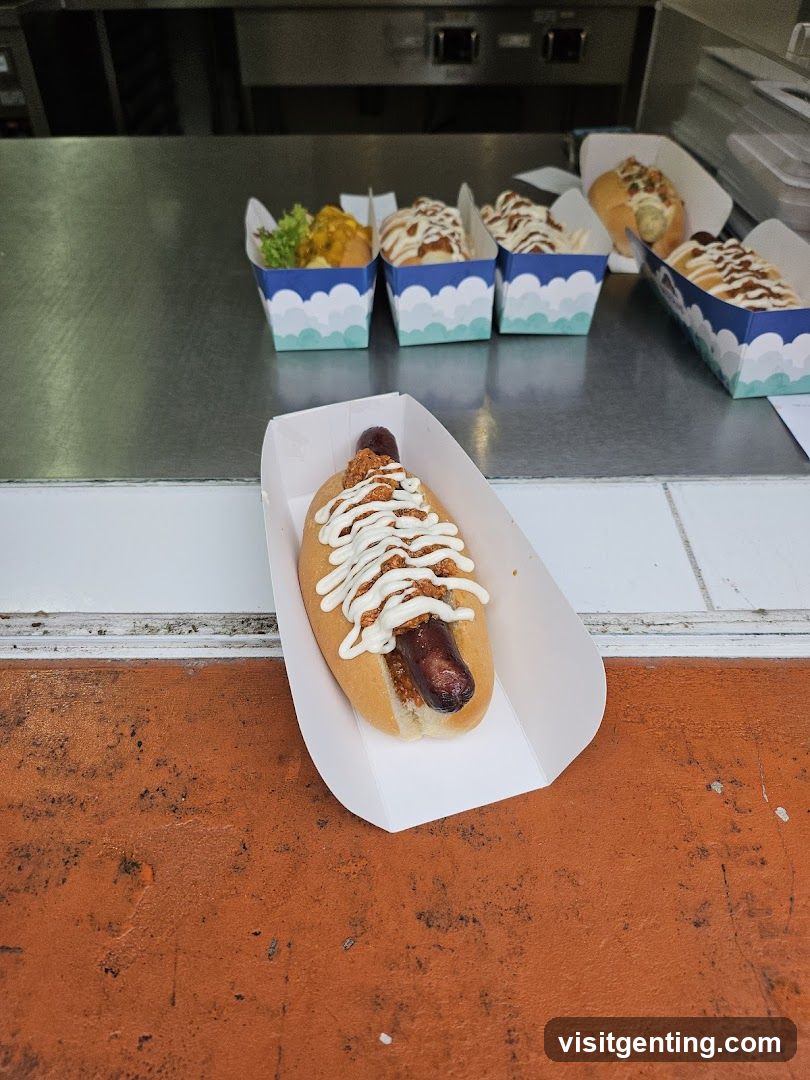 Hot dog display at food stall