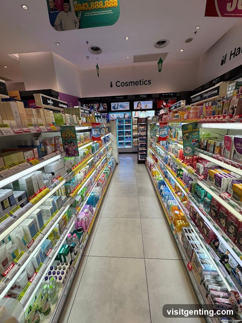 Cosmetics aisle in retail store