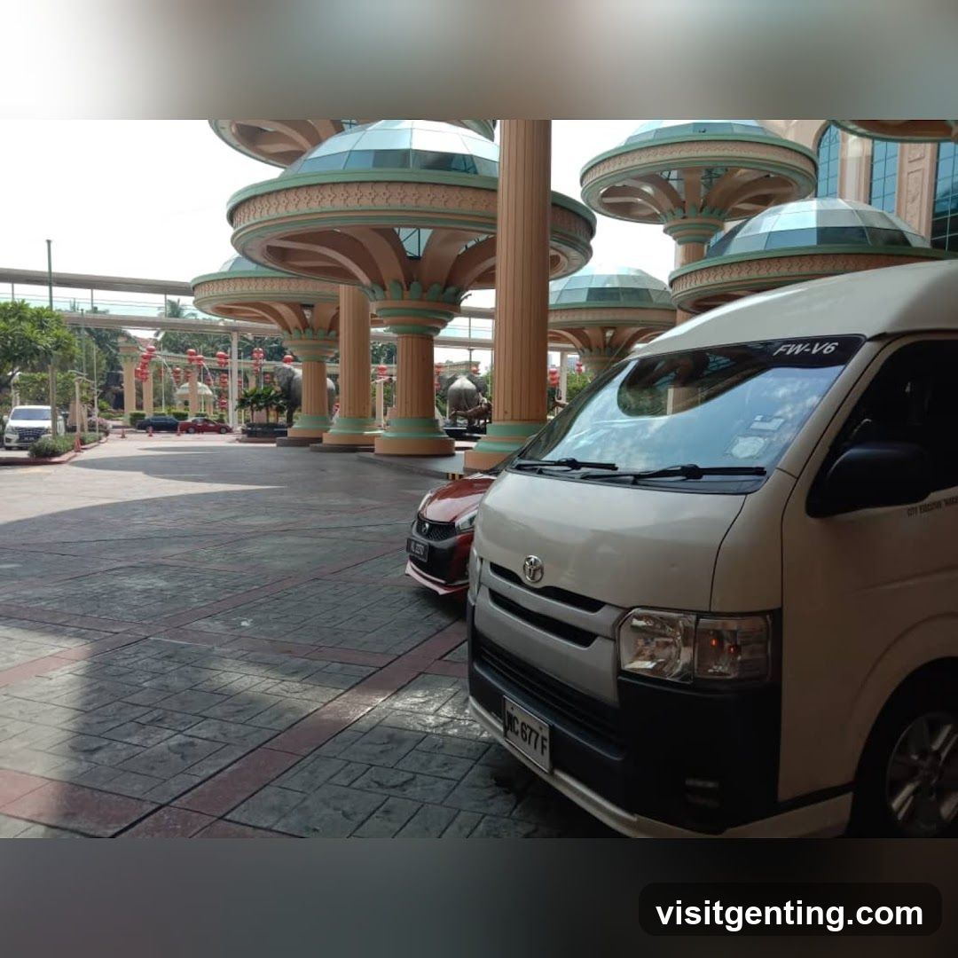 Vehicle at architectural entrance
