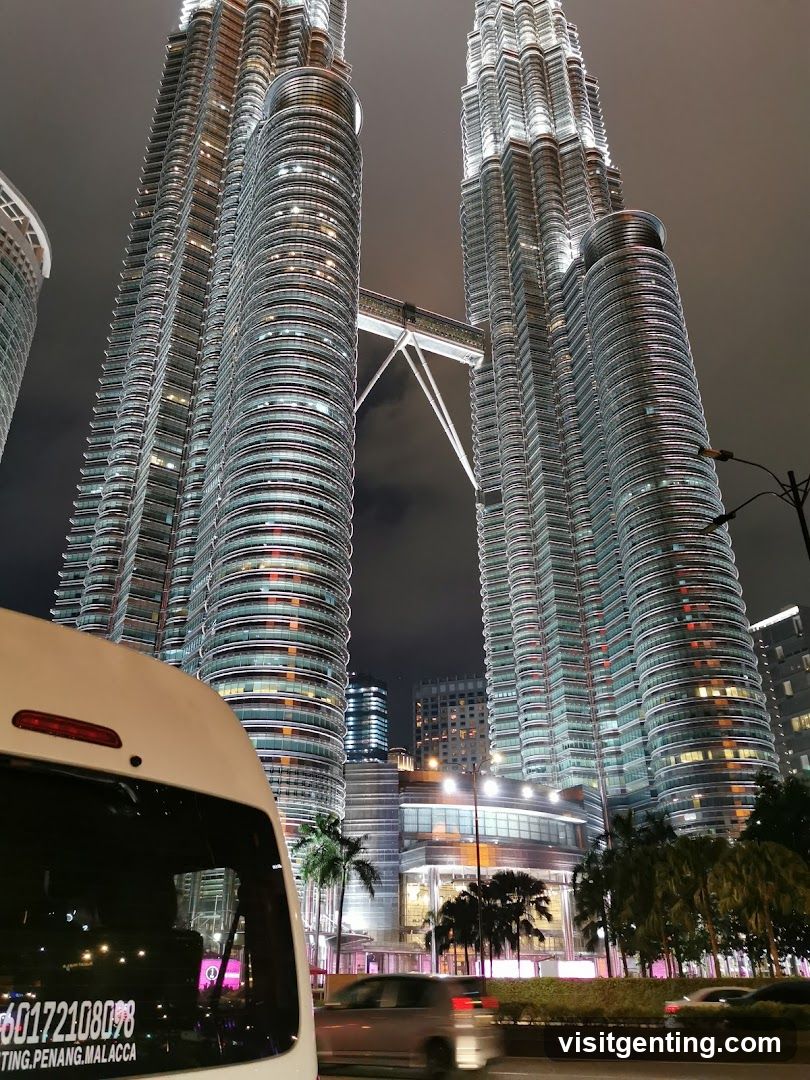 Nighttime view of Petronas Twin Towers