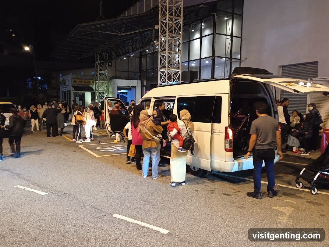 Nighttime Group Gathering Outside Building