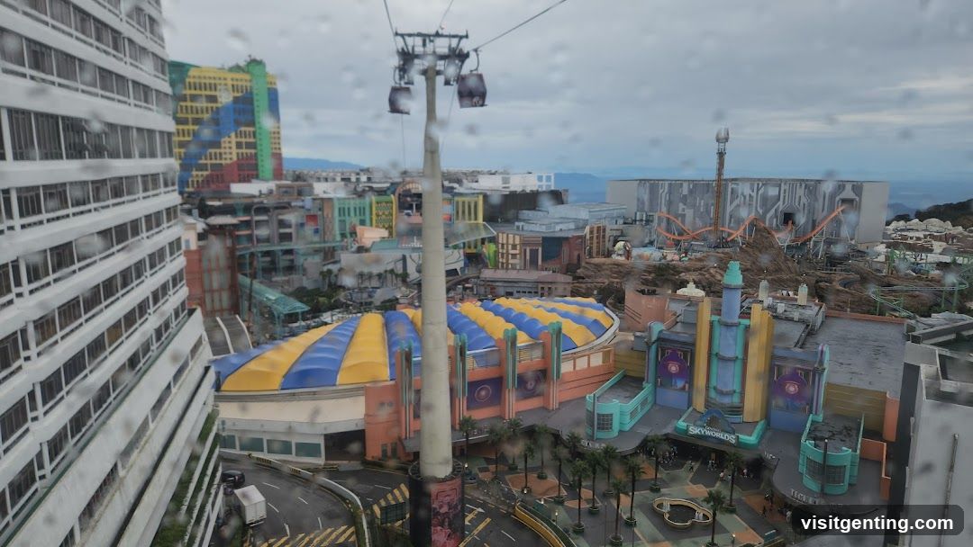 Overlooking theme park from elevated view