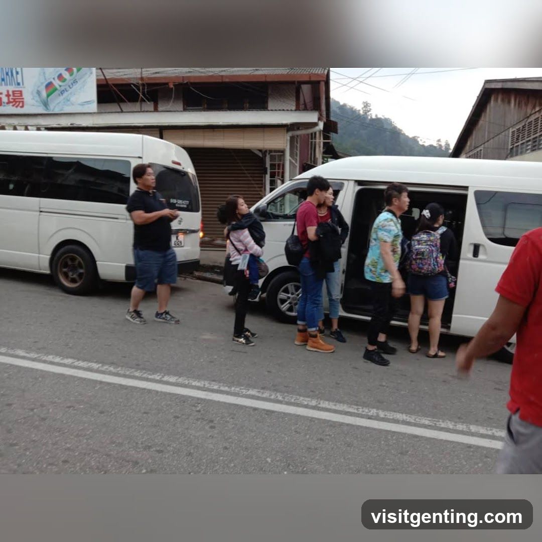 Group of People Near Minibus at Parking Area