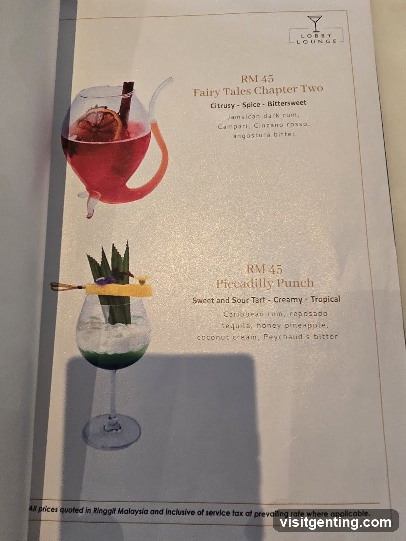 Lobby Lounge Menu