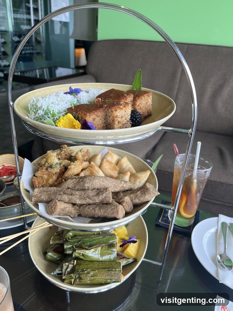 Three-tiered dessert and snack platter