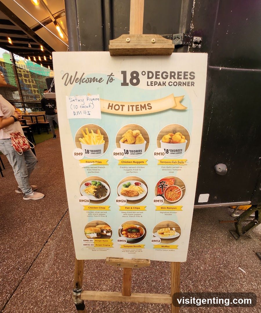 18° Degrees Lepak Corner Menu Board
