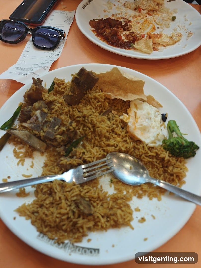 Dining table with partially eaten meal