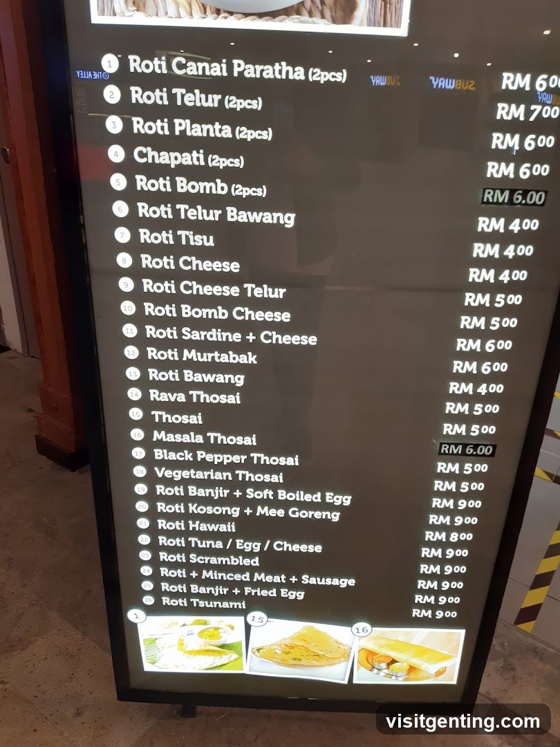 Roti Menu Board