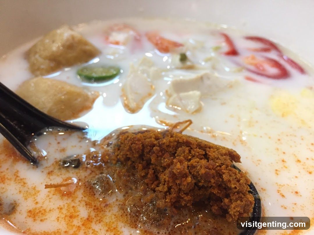 Close-up of curry noodle soup