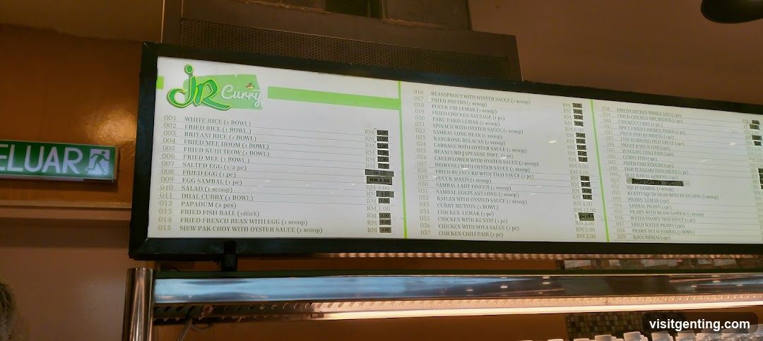 JR Curry Menu Board