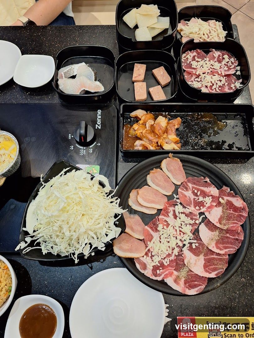 Grilled meat and side dishes at a restaurant
