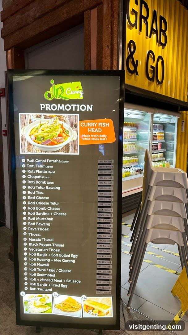 jR Curry Promotion Menu