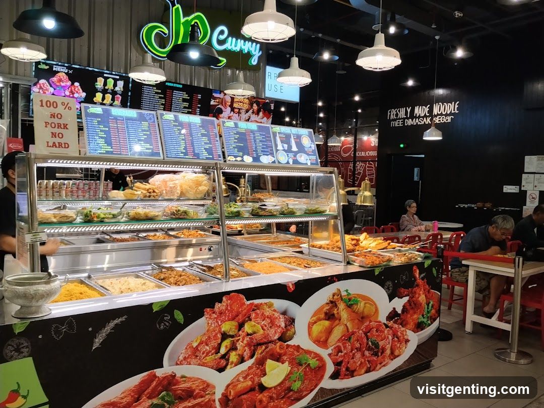 Restaurant Interior with Food Display and Customers