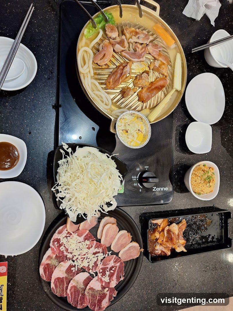 Grilled meat and side dishes on a table
