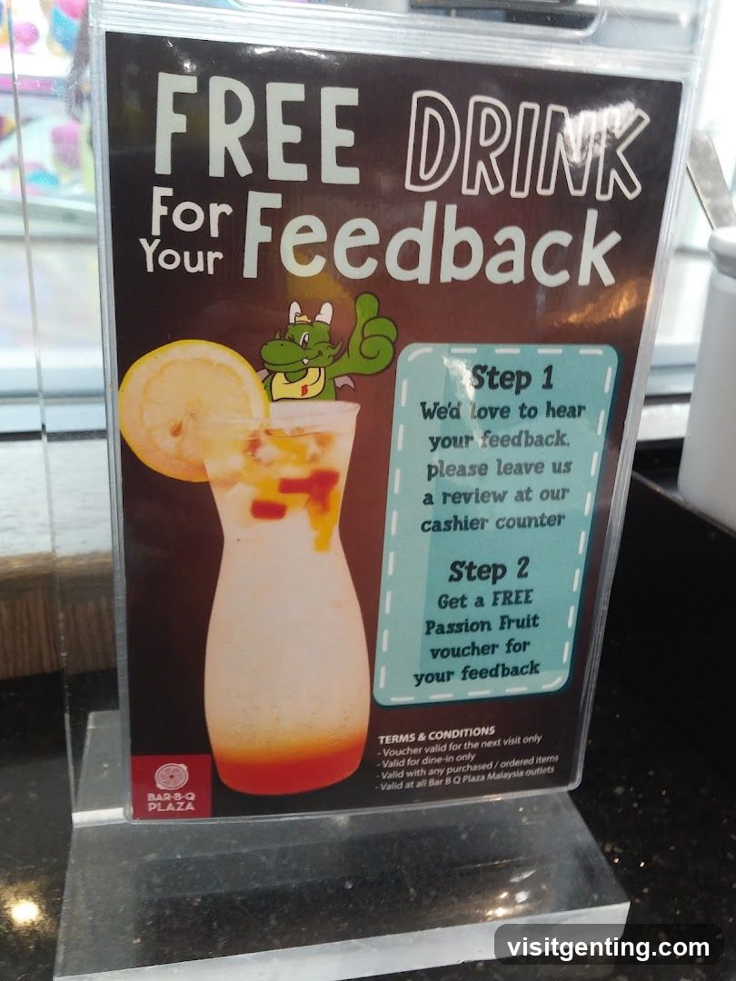 Free Drink Feedback Voucher Sign