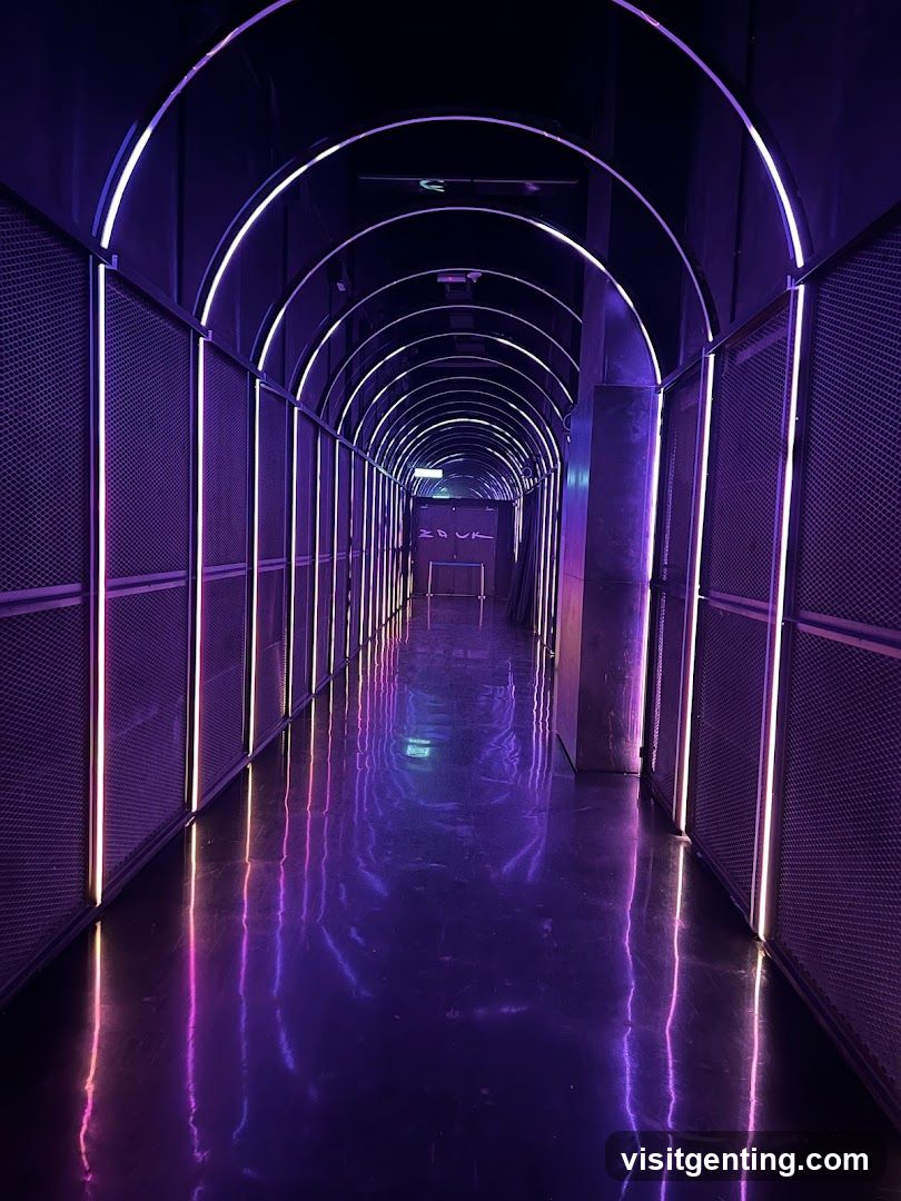 Neon-lit corridor interior