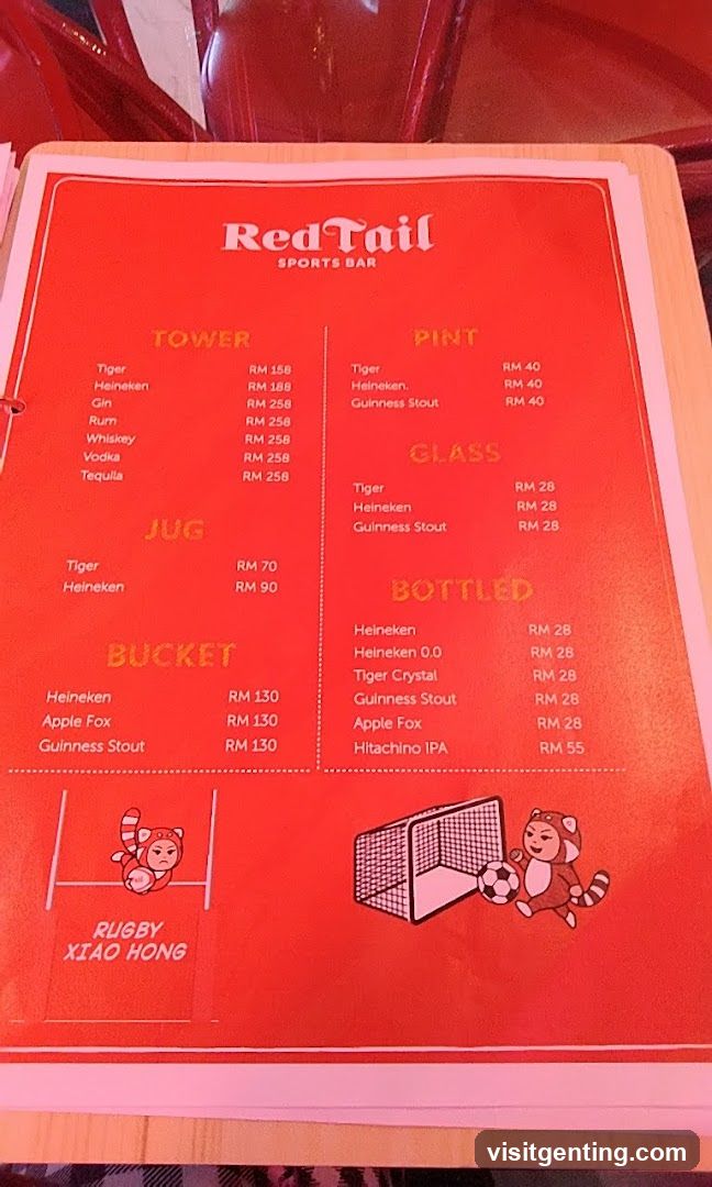 RedTail Sports Bar Menu