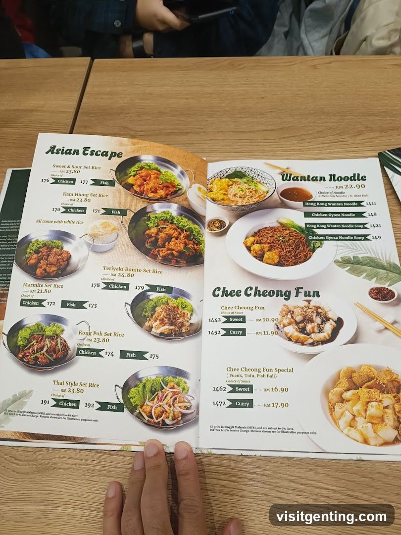 Asian Escape Menu